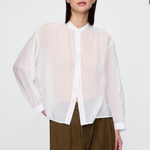 Gap Sheer White Women's Button Front Shirt Size Large